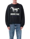 Rhude Black Crewneck Pullover In Black