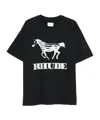 Rhude Crew Neck Short Sleeve Graphic Print T-shirt In Black