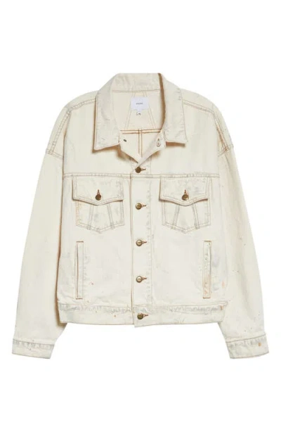 Rhude Dirtied Cotton Trucker Jacket In White
