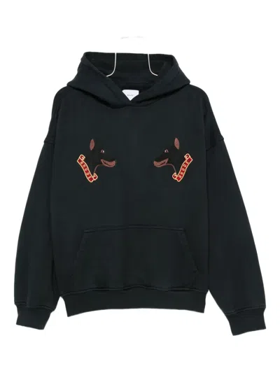 Rhude Dog-embroidered Hoodie In Black