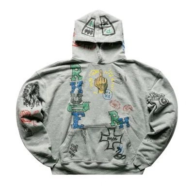 Pre-owned Rhude Doodle Hoodie 'grey' | Men's Size L In Gray