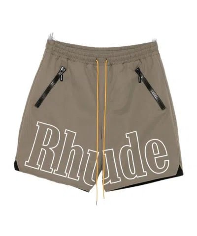 Rhude Drawstring Elastic-waist Shorts In Brown