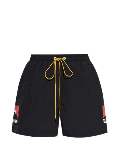 Rhude Moonlight Logo Mini Shorts For Men In Black