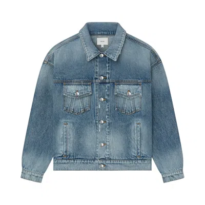 Pre-owned Rhude Dropneck Denim Trucker Jacket 'bay Indigo' | Blue | Men's Size L