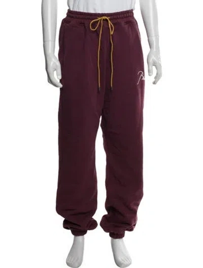 Pre-owned Rhude Embroidered Accent Lounge Bottoms In Burgundy
