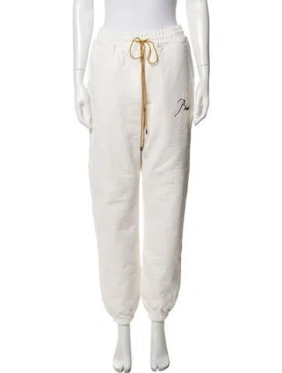 Pre-owned Rhude Embroidered Accent Sweatpants In Neutral