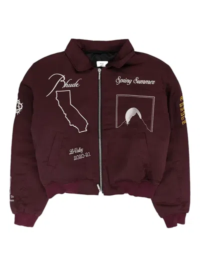 Rhude Embroidered Bomber Jacket In Brown