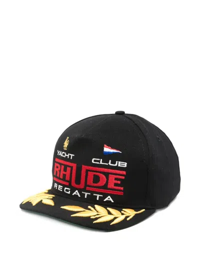 Rhude Embroidered Cap Hat In Black