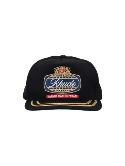 Rhude Embroidered Graphic Baseball Cap In Black