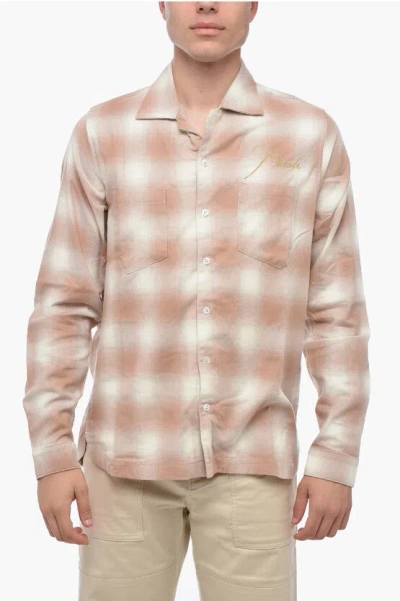 Rhude Embroidered Logo Check Shirt In Brown