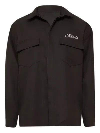Rhude Embroidered-logo Shirt In Brown