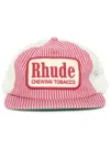 Rhude Embroidered-logo Striped Cap In 红色