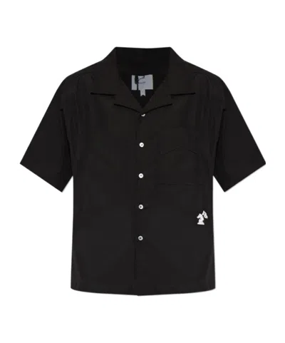 Rhude Embroidered Short-sleeve Shirt In Black