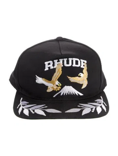 Pre-owned Rhude Embroidered Snapback Hat In Black