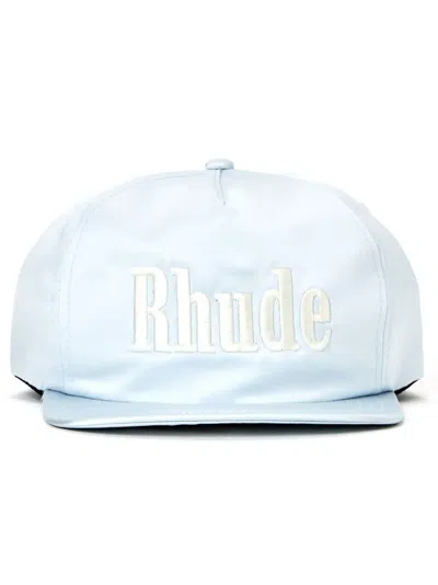 Rhude Logo-embroidered Satin Trucker Cap In Sky Blue