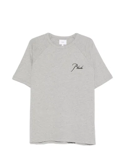 Rhude Raglan Crew Neck T-shirt Short Sleeves In Gray
