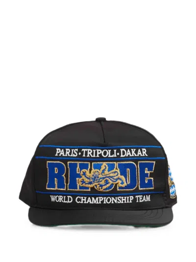 Rhude Embroidered-logo Straight-visor Cap In Black