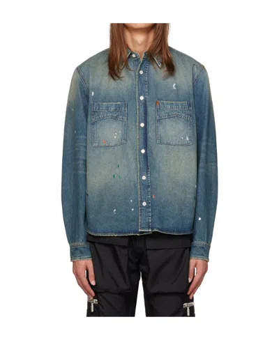 Rhude Faded Denim Shirt In Indigo