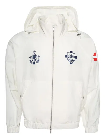 Rhude Fc Como Hooded Jacket In White