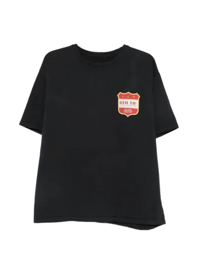 Rhude Distressed Neck T-shirt Size M In Black