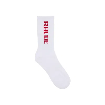 Pre-owned Rhude Filtaro Logo Sock 'white/red' | Men's Size Onesize