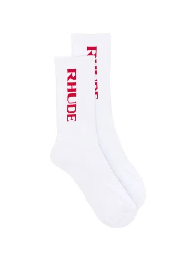 Rhude Filtaro Logo-intarsia Socks In White