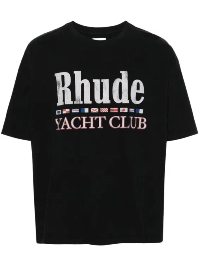 Rhude Flag Cotton T-shirt In Black