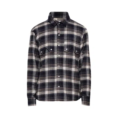 Pre-owned Rhude Flannel Long-sleeve Overshirt 'dark Navy/beige' | Blue | Men's Size S