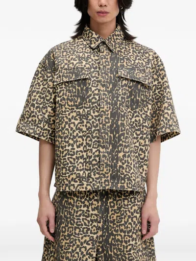 Rhude Flap-pocket Animal-print Shirt In Black