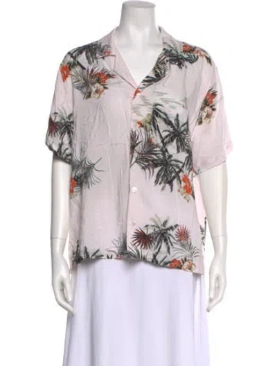 Pre-owned Rhude Floral Print V-neck Button-up Top In Multi