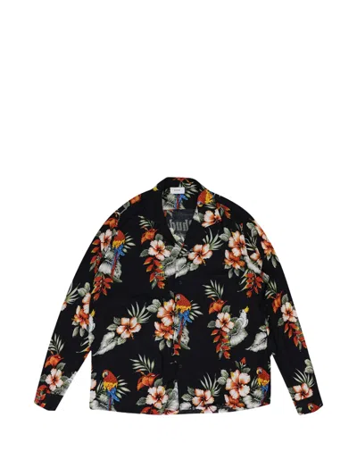 Rhude Floral-print Button-up Shirt In Black