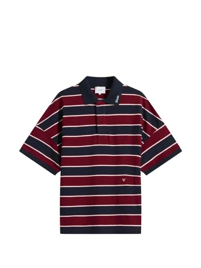 Rhude Fontaine Striped Short-sleeve Polo Shirt For Men In Red