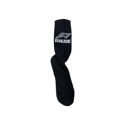 Pre-owned Rhude Footy Logo Sock 'black' | Men's Size Onesize