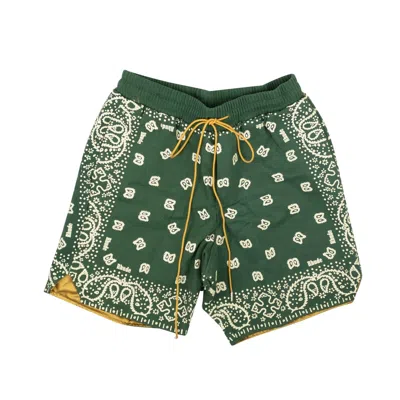 Pre-owned Rhude Forest Green Cotton Bandana Print Shorts Size S $600