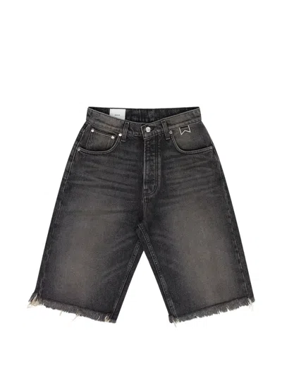 Rhude Frayed-edge Denim Shorts In Gray
