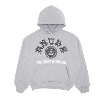 Pre-owned Rhude French Riviera Patch Hoodie 'heather Grey' In Gray