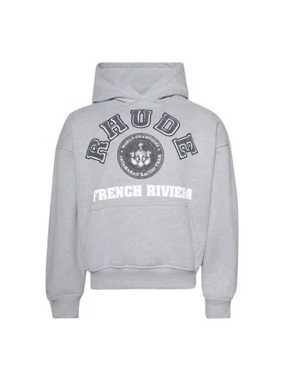 Rhude Logo-print Hoodie In Gray