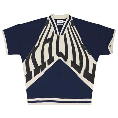 Pre-owned Rhude Front Print Rhacer Polo Shirt 'navy/cream' | Blue | Men's Size S