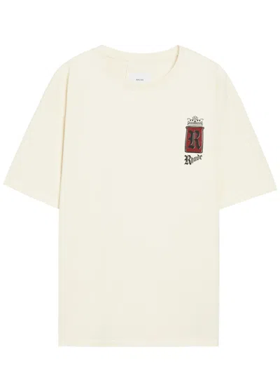 Rhude Fumar Printed Cotton T-shirt In White