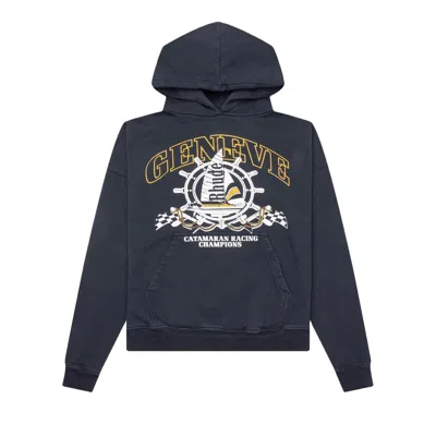Pre-owned Rhude Geneve Catamaran Hoodie 'vintage Black' | Men's Size Xl