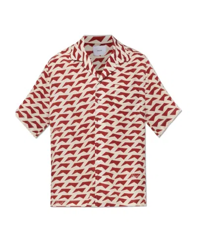 Rhude Geometric-pattern Silk Shirt In Nude