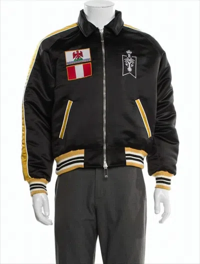 Rhude Graphic-accented Black Jacket With Mustard Highlights