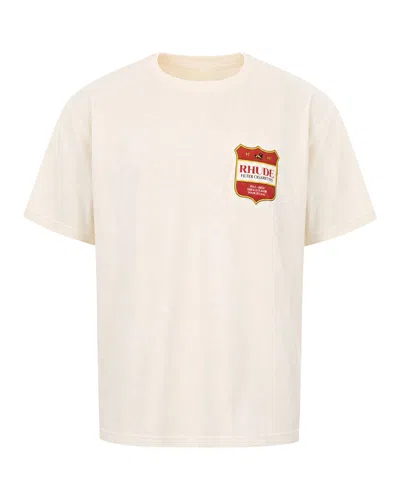 Rhude Graphic Cotton T-shirt In Vintage White / Red / Yellow