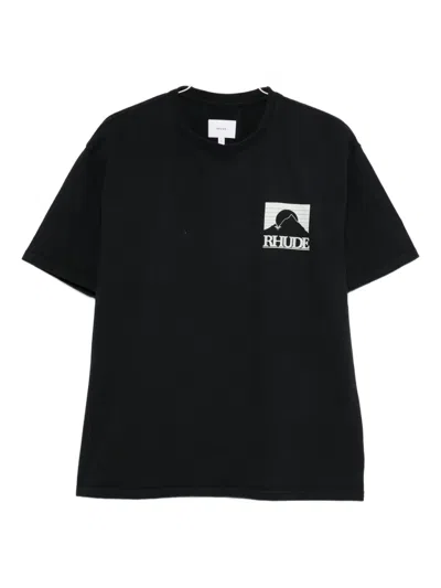 Rhude Black Moonlight Pack Graphic Cotton Printed T-shirt