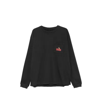 Rhude Graphic Logo Print Long-sleeved T-shirt In Black