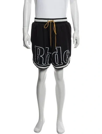 Pre-owned Rhude Graphic Print Athletic Shorts In Black