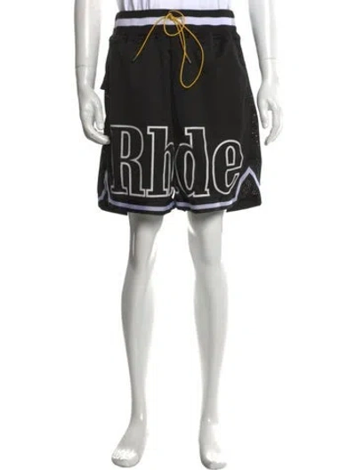 Pre-owned Rhude Graphic Print Athletic Shorts In Black