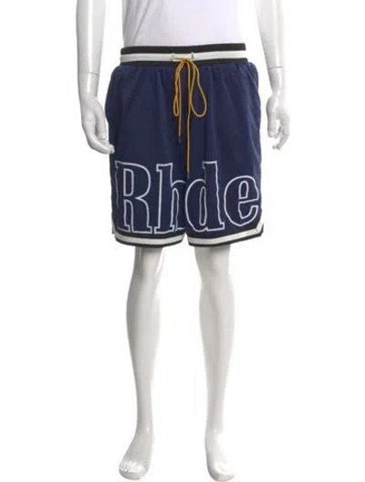 Pre-owned Rhude Graphic Print Athletic Shorts In Blue