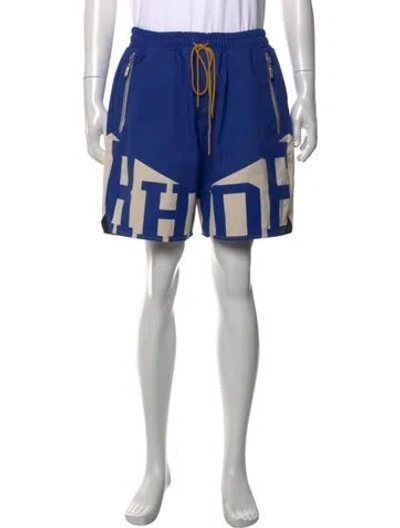 Pre-owned Rhude Graphic Print Athletic Shorts In Blue
