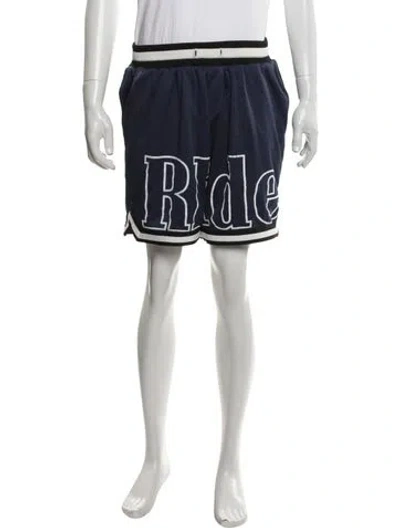 Pre-owned Rhude Graphic Print Athletic Shorts In Blue